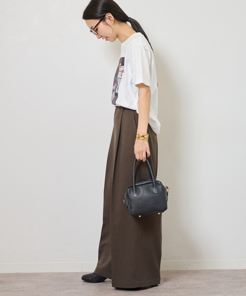 JOURNAL STANDARD relume（ジャーナルスタンダード　レリューム）の「ツイーディーツイルタックワイドパンツ（スラックス・レディース・ベージュ/ブラウン・36/38）」の4枚目の写真