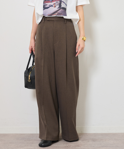 JOURNAL STANDARD relume（ジャーナルスタンダード　レリューム）の「ツイーディーツイルタックワイドパンツ（スラックス・レディース・ベージュ/ブラウン・36/38）」の7枚目の写真