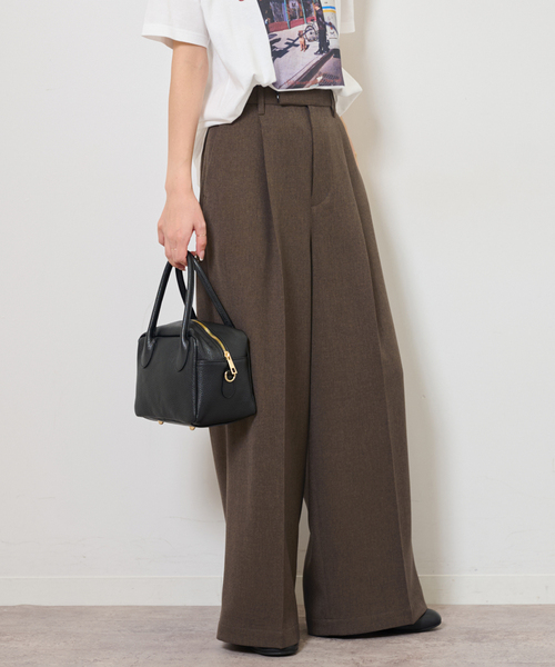 JOURNAL STANDARD relume（ジャーナルスタンダード　レリューム）の「ツイーディーツイルタックワイドパンツ（スラックス・レディース・ベージュ/ブラウン・36/38）」の8枚目の写真