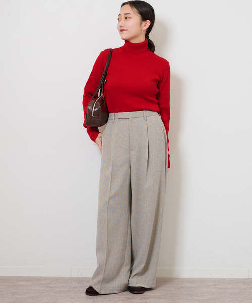 JOURNAL STANDARD relume（ジャーナルスタンダード　レリューム）の「ツイーディーツイルタックワイドパンツ（スラックス・レディース・ベージュ/ブラウン・36/38）」の10枚目の写真