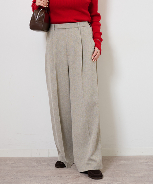 JOURNAL STANDARD relume（ジャーナルスタンダード　レリューム）の「ツイーディーツイルタックワイドパンツ（スラックス・レディース・ベージュ/ブラウン・36/38）」の13枚目の写真