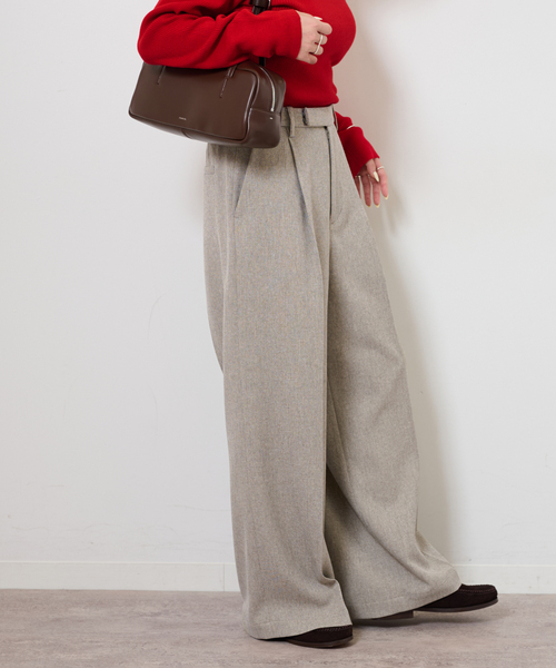 JOURNAL STANDARD relume（ジャーナルスタンダード　レリューム）の「ツイーディーツイルタックワイドパンツ（スラックス・レディース・ベージュ/ブラウン・36/38）」の14枚目の写真