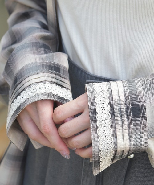 axes femme（アクシーズファム）の「フード付きチェックシャツ（シャツ/ブラウス・レディース・ブラック/ベージュ/ネイビー・FREE）」の8枚目の写真