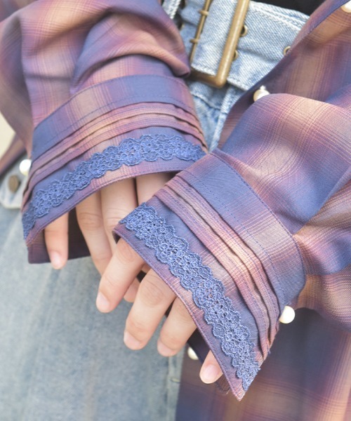 axes femme（アクシーズファム）の「フード付きチェックシャツ（シャツ/ブラウス・レディース・ブラック/ベージュ/ネイビー・FREE）」の11枚目の写真