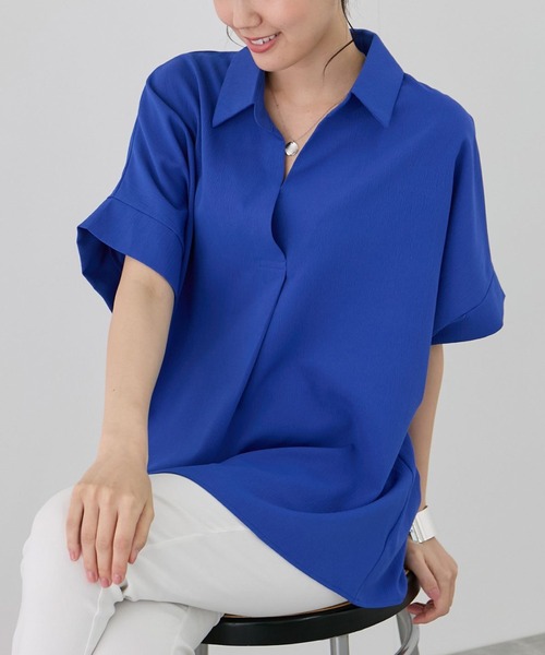 Jayro(ジャイロ)の「スキッパーシャツ(シャツ/ブラウス・レディース・ブラック/レッド/オレンジ/ブルー/マスタード/ホワイト系その他/ブルー系その他4・FREE)」の4枚目の写真