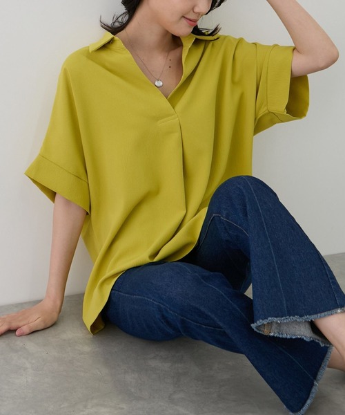 Jayro(ジャイロ)の「スキッパーシャツ(シャツ/ブラウス・レディース・ブラック/レッド/オレンジ/ブルー/マスタード/ホワイト系その他/ブルー系その他4・FREE)」の6枚目の写真