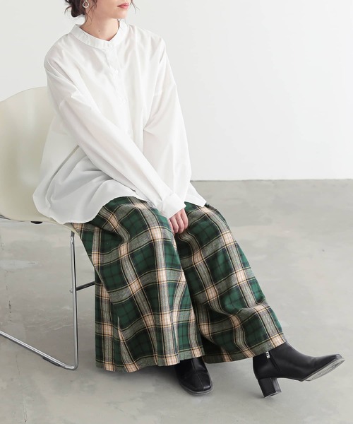 n'OrLABEL(ノアールレーベル)の「タックチェックスカーチョ(その他パンツ・レディース・イエロー/グリーン/ブラック・1/2)」の2枚目の写真