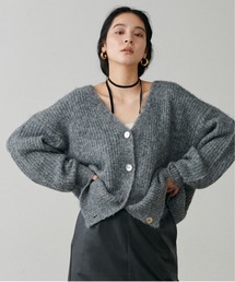 【LARUTA】シャギー片畦Vネックニットカーディガン