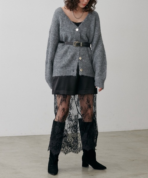 LARUTA】シャギー片畦Vネックニットカーディガン（カーディガン/ボレロ