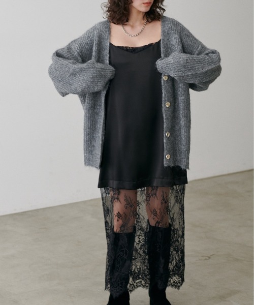 LARUTA（ラルータ）の「【LARUTA】シャギー片畦Vネックニットカーディガン（カーディガン/ボレロ・レディース・モカ/ミント/サックスブルー/アイボリー/チャコールグレー・FREE）」の13枚目の写真