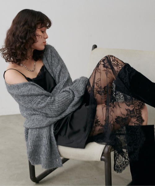 LARUTA（ラルータ）の「【LARUTA】シャギー片畦Vネックニットカーディガン（カーディガン/ボレロ・レディース・モカ/ミント/サックスブルー/アイボリー/チャコールグレー・FREE）」の11枚目の写真