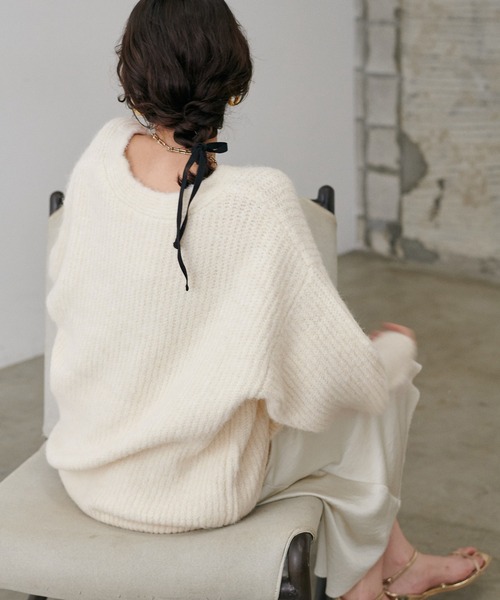 LARUTA（ラルータ）の「【LARUTA】シャギー片畦Vネックニットカーディガン（カーディガン/ボレロ・レディース・モカ/ミント/サックスブルー/アイボリー/チャコールグレー・FREE）」の10枚目の写真