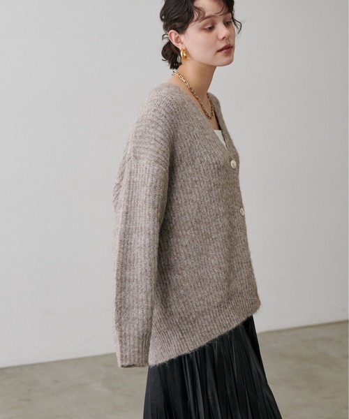 LARUTA（ラルータ）の「【LARUTA】シャギー片畦Vネックニットカーディガン（カーディガン/ボレロ・レディース・モカ/ミント/サックスブルー/アイボリー/チャコールグレー・FREE）」の19枚目の写真