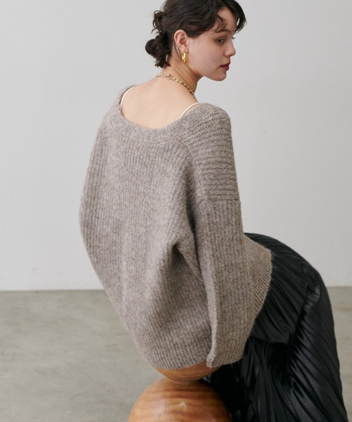 LARUTA（ラルータ）の「【LARUTA】シャギー片畦Vネックニットカーディガン（カーディガン/ボレロ・レディース・モカ/ミント/サックスブルー/アイボリー/チャコールグレー・FREE）」の20枚目の写真