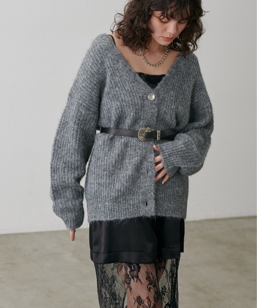 LARUTA（ラルータ）の「【LARUTA】シャギー片畦Vネックニットカーディガン（カーディガン/ボレロ・レディース・モカ/ミント/サックスブルー/アイボリー/チャコールグレー・FREE）」の15枚目の写真