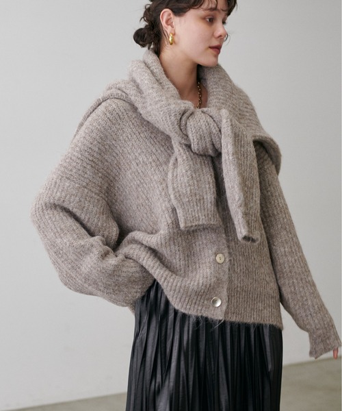 LARUTA（ラルータ）の「【LARUTA】シャギー片畦Vネックニットカーディガン（カーディガン/ボレロ・レディース・モカ/ミント/サックスブルー/アイボリー/チャコールグレー・FREE）」の22枚目の写真