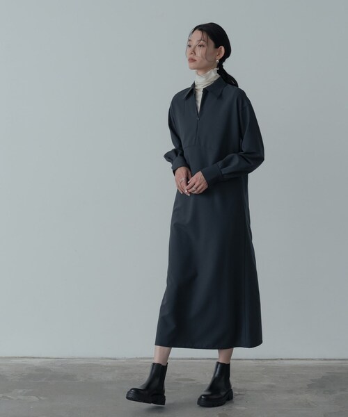 GALLEST（ギャレスト）の「フロントジップワンピース（ワンピース・レディース・こしょう色系/チャコールグレー・38）」の2枚目の写真