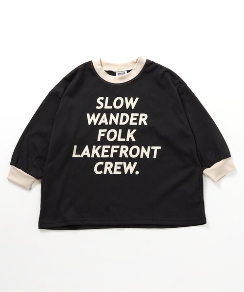 BREEZE（ブリーズ）の「【WEB限定/ジュニア対応】イロイロロゴ長袖Tシャツ（Tシャツ/カットソー・キッズ・ピンク/イエロー/チャコール/ブラック/グリーン/レッド/オフホワイト/サックスブルー・120/110/100/150/140/130/90）」の3枚目の写真