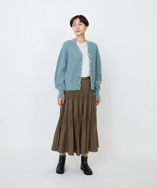 LOISIR(ロワズィール)の「ラムウール片畦ショートカーディガン(カーディガン/ボレロ・レディース・ブラウン系その他/サックスブルー/モカ・FREE)」の16枚目の写真
