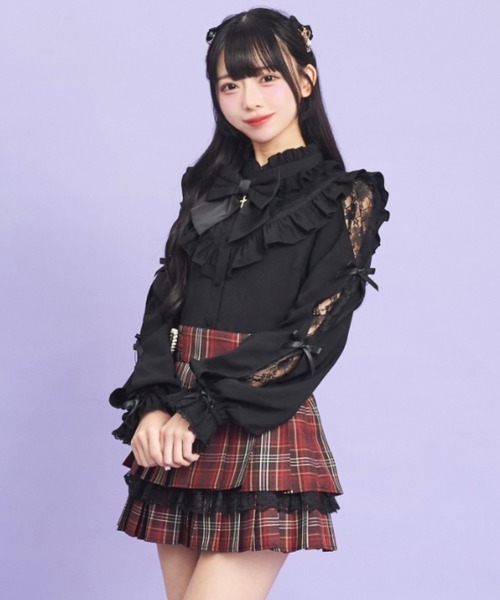 Secret Honey（シークレットハニー）の「袖スリットレースヨークブラウス（シャツ/ブラウス・レディース・オフホワイト/グレー/ブラック・MEDIUM）」の3枚目の写真