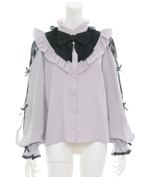 Secret Honey（シークレットハニー）の「袖スリットレースヨークブラウス（シャツ/ブラウス・レディース・オフホワイト/グレー/ブラック・MEDIUM）」の13枚目の写真