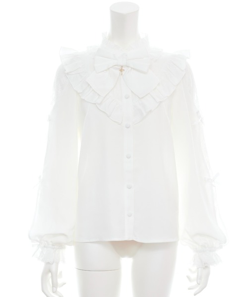 Secret Honey（シークレットハニー）の「袖スリットレースヨークブラウス（シャツ/ブラウス・レディース・オフホワイト/グレー/ブラック・MEDIUM）」の12枚目の写真