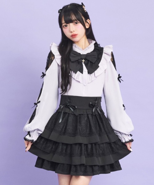 Secret Honey（シークレットハニー）の「袖スリットレースヨークブラウス（シャツ/ブラウス・レディース・オフホワイト/グレー/ブラック・MEDIUM）」の8枚目の写真