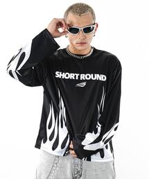 SHORT ROUND | SHORT ROUND/【25年秋冬新作】ファイヤーパターンゲームロゴロンT(Tシャツ/カットソー)
