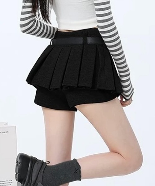 LADY LIKE（レディライク）の「ベルト付きボックスプリーツミニスカート（スカート・レディース・グレー/ブラック・M/S/L）」の12枚目の写真