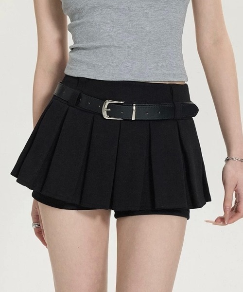 LADY LIKE（レディライク）の「ベルト付きボックスプリーツミニスカート（スカート・レディース・グレー/ブラック・M/S/L）」の8枚目の写真
