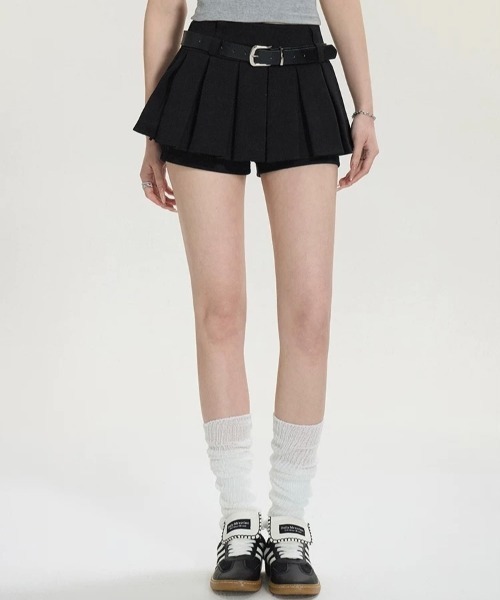 LADY LIKE（レディライク）の「ベルト付きボックスプリーツミニスカート（スカート・レディース・グレー/ブラック・M/S/L）」の6枚目の写真