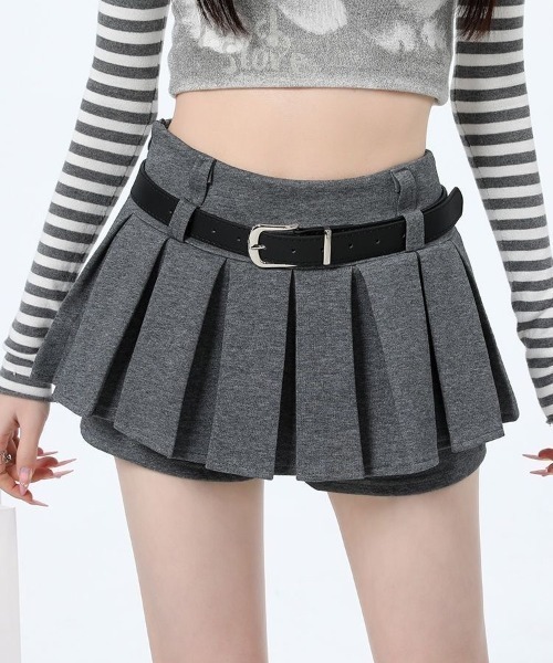 LADY LIKE（レディライク）の「ベルト付きボックスプリーツミニスカート（スカート・レディース・グレー/ブラック・M/S/L）」の10枚目の写真