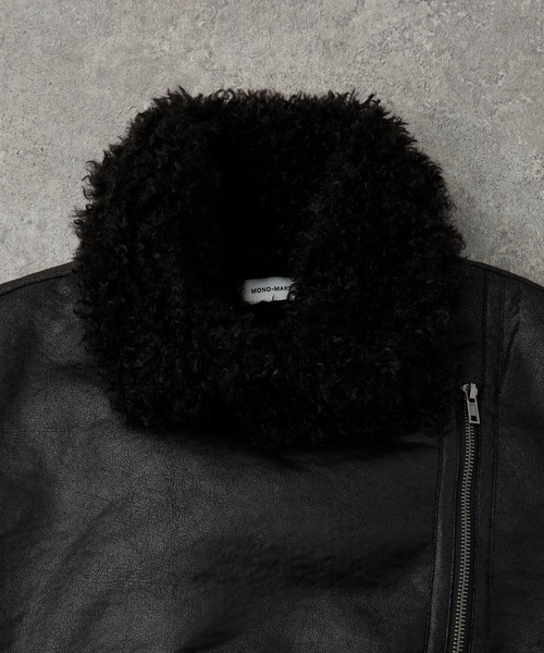 ヴィンテージライク ショート丈フェイクムートンジャケット MONO-MART