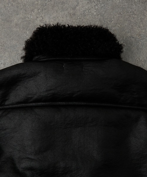 セール】ヴィンテージライク ショート丈フェイクムートンジャケット