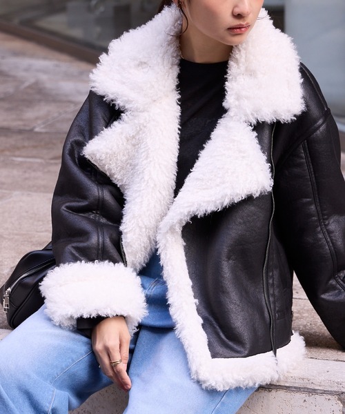 90s【Vintage】ショートJKT B-3 レザームートンジャケット/短丈/ 90s【Vintage】ショートJKT B-3 レザームートンジャケット/短丈