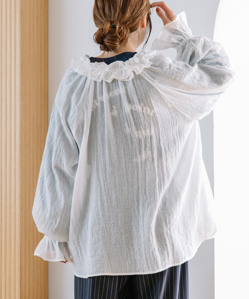 シャツ ブラウス フリルダブルブラウス レディース