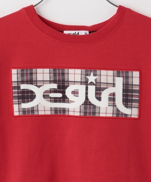 X-girl Stages(エックスガールステージス)の「【TBSドラマ フェイクマミー 着用アイテム】フロッキーBOXロゴ長袖Tシャツ&スカショーパンセット(セットアップ・キッズ・ブラック/レッド・130cm/80cm/90cm/110cm/140cm/120cm/100cm)」の7枚目の写真