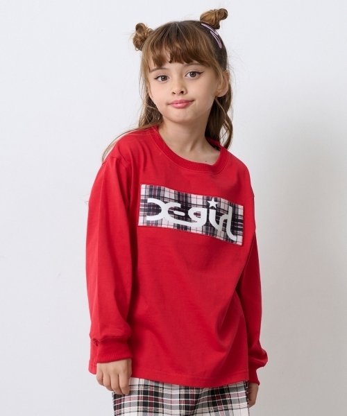 X-girl Stages(エックスガールステージス)の「【TBSドラマ フェイクマミー 着用アイテム】フロッキーBOXロゴ長袖Tシャツ&スカショーパンセット(セットアップ・キッズ・ブラック/レッド・130cm/80cm/90cm/110cm/140cm/120cm/100cm)」の19枚目の写真