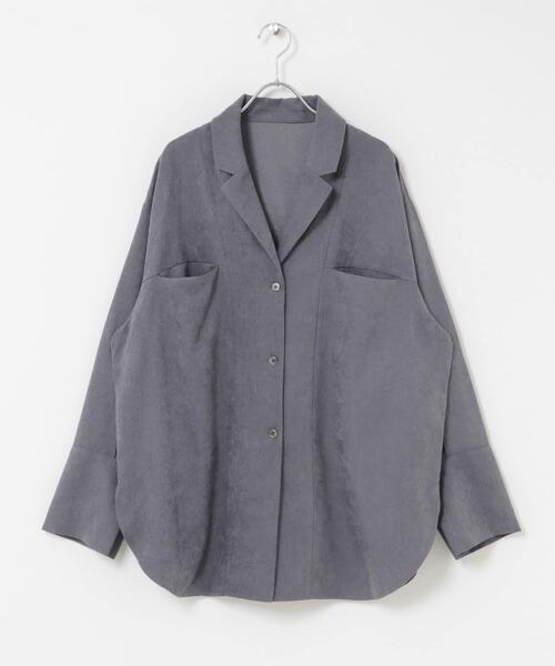 KBF(ケイビーエフ)の「ピーチスキンBIGシャツ(シャツ/ブラウス・レディース・チャコールグレー/アイボリー/グレー系その他・ONE)」の9枚目の写真