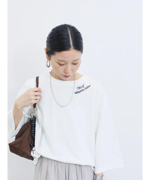 Samansa Mos2 blue（サマンサモスモスブルー）の「チェーン刺繍7分袖プルオーバー（Tシャツ/カットソー・レディース・オフホワイト/グリーン/ネイビー/チャコールグレー/トップグレー・F）」の2枚目の写真