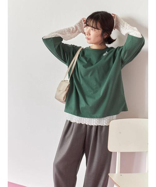 Samansa Mos2 blue（サマンサモスモスブルー）の「チェーン刺繍7分袖プルオーバー（Tシャツ/カットソー・レディース・オフホワイト/グリーン/ネイビー/チャコールグレー/トップグレー・F）」の18枚目の写真