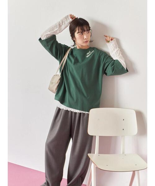 Samansa Mos2 blue（サマンサモスモスブルー）の「チェーン刺繍7分袖プルオーバー（Tシャツ/カットソー・レディース・オフホワイト/グリーン/ネイビー/チャコールグレー/トップグレー・F）」の19枚目の写真