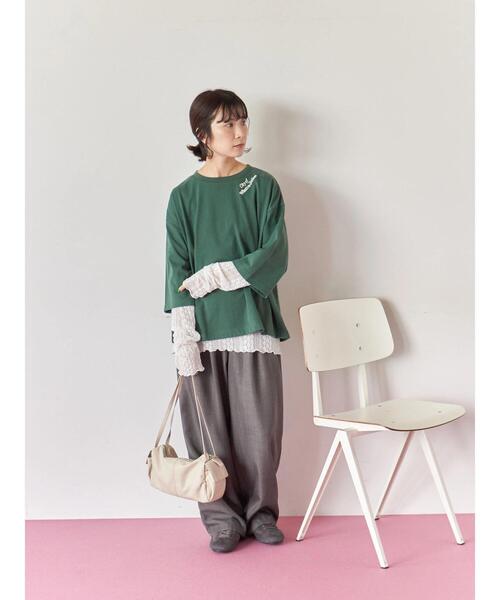 Samansa Mos2 blue（サマンサモスモスブルー）の「チェーン刺繍7分袖プルオーバー（Tシャツ/カットソー・レディース・オフホワイト/グリーン/ネイビー/チャコールグレー/トップグレー・F）」の20枚目の写真