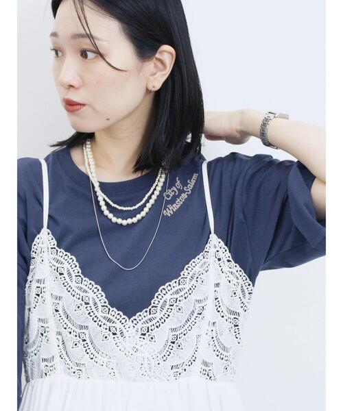 Samansa Mos2 blue（サマンサモスモスブルー）の「チェーン刺繍7分袖プルオーバー（Tシャツ/カットソー・レディース・オフホワイト/グリーン/ネイビー/チャコールグレー/トップグレー・F）」の22枚目の写真