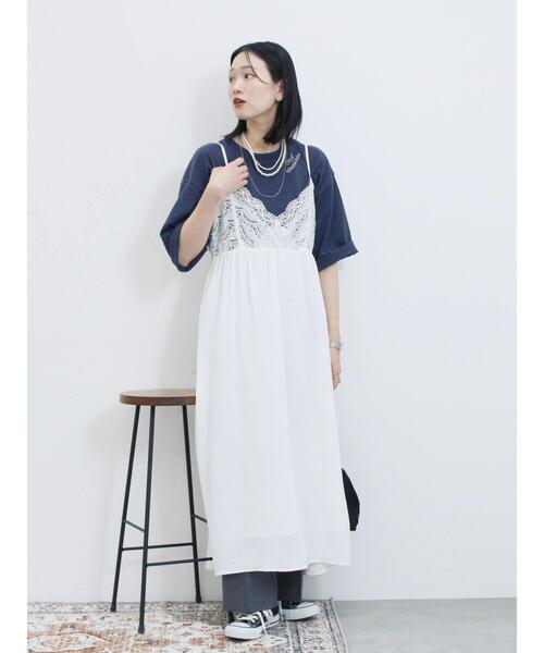 Samansa Mos2 blue（サマンサモスモスブルー）の「チェーン刺繍7分袖プルオーバー（Tシャツ/カットソー・レディース・オフホワイト/グリーン/ネイビー/チャコールグレー/トップグレー・F）」の15枚目の写真