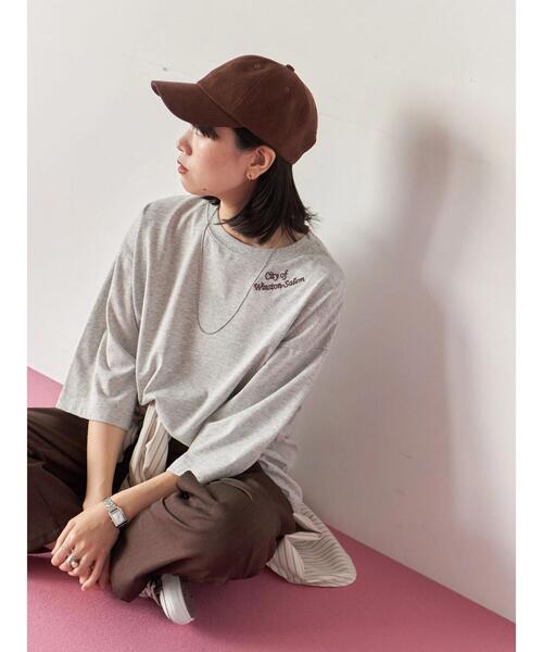 Samansa Mos2 blue（サマンサモスモスブルー）の「チェーン刺繍7分袖プルオーバー（Tシャツ/カットソー・レディース・オフホワイト/グリーン/ネイビー/チャコールグレー/トップグレー・F）」の6枚目の写真