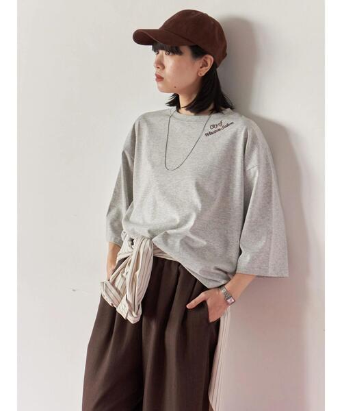 Samansa Mos2 blue（サマンサモスモスブルー）の「チェーン刺繍7分袖プルオーバー（Tシャツ/カットソー・レディース・オフホワイト/グリーン/ネイビー/チャコールグレー/トップグレー・F）」の7枚目の写真