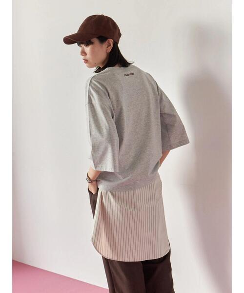 Samansa Mos2 blue（サマンサモスモスブルー）の「チェーン刺繍7分袖プルオーバー（Tシャツ/カットソー・レディース・オフホワイト/グリーン/ネイビー/チャコールグレー/トップグレー・F）」の9枚目の写真