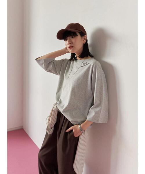 Samansa Mos2 blue（サマンサモスモスブルー）の「チェーン刺繍7分袖プルオーバー（Tシャツ/カットソー・レディース・オフホワイト/グリーン/ネイビー/チャコールグレー/トップグレー・F）」の11枚目の写真