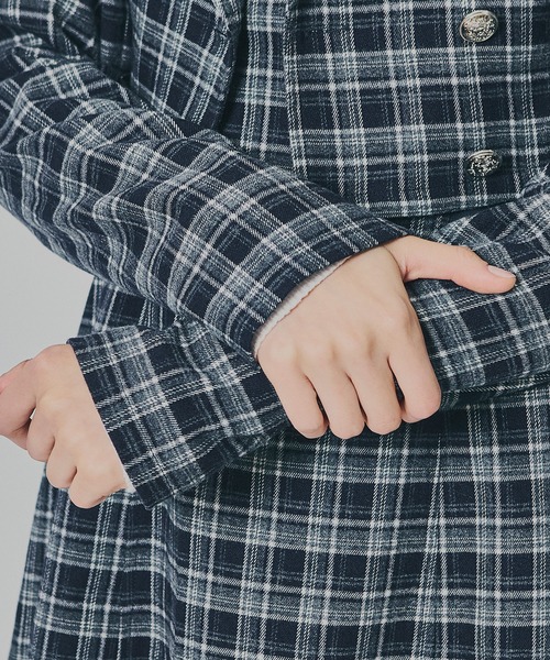 REDYAZEL（レディアゼル）の「チェックショートジャケット×Wベルトワンピースセットアップ（セットアップ・レディース・ブラウン/ネイビー/ブラック・FREE）」の15枚目の写真